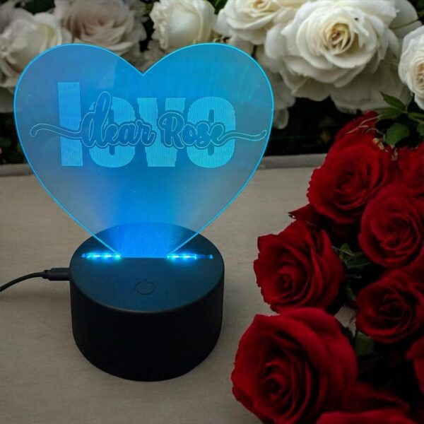 Custom Etched Acrylic LED Heart Lamp Vancouver