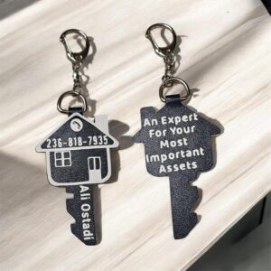 unique cut faux leather keychain