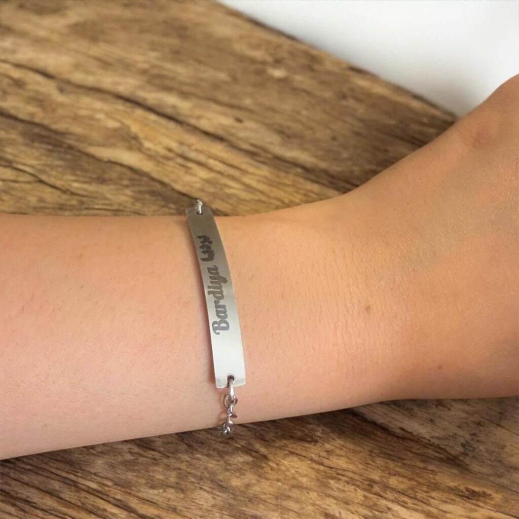 personalized laser engraved stainless steel bracelet in vancouver