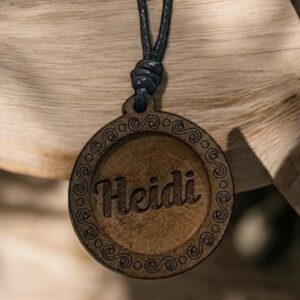personalized wooden vintage style necklace