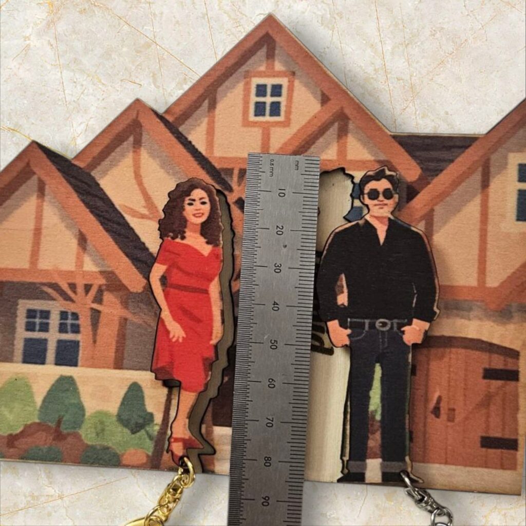 personalized wooden couple keychain