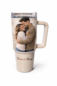 Custom photo water bottle with couple image and romantic message