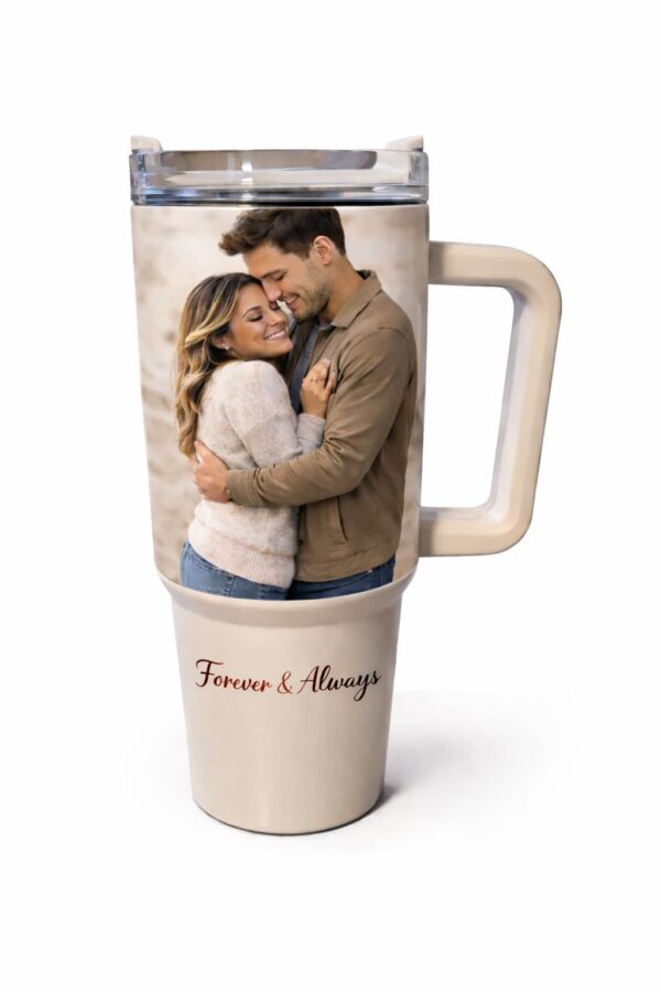 Custom photo water bottle with couple image and romantic message