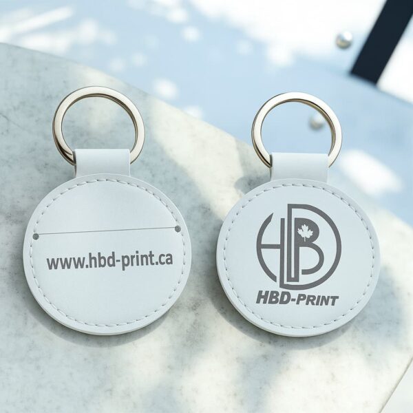 NFC digital business card keychain made of leather for contactless sharing