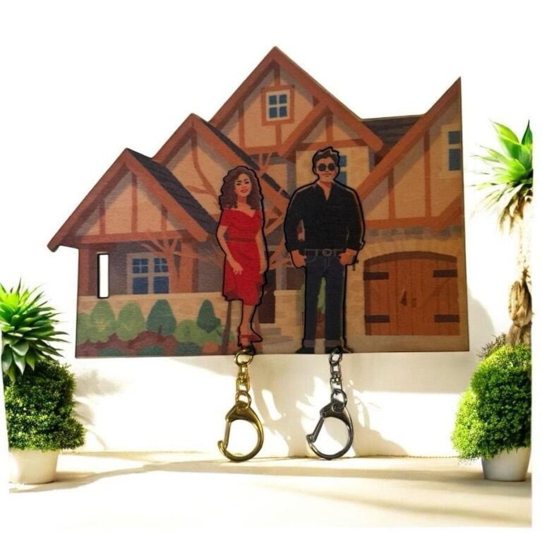 personalized wooden couple keychain