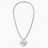 Personalized stainless steel heart necklace engraved with the name Olivia