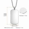 Stainless steel dog tag necklace dimensions 45mm height 26mm width 1.7mm thickness