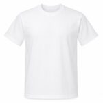 Blank white custom DTF T-shirt for personalized full-color printing in Vancouver, ready for custom logos, photos, text, and artwork.