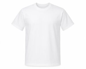 Blank white custom DTF T-shirt for personalized full-color printing in Vancouver, ready for custom logos, photos, text, and artwork.