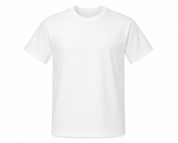 Blank white custom DTF T-shirt for personalized full-color printing in Vancouver, ready for custom logos, photos, text, and artwork.