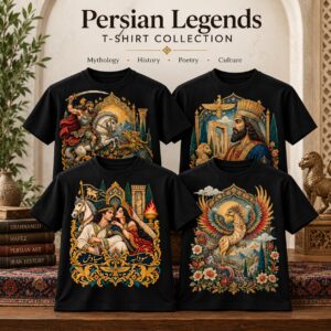 Persian Legends T-shirt collection featuring Persian mythology, history and Shahnameh-inspired designs