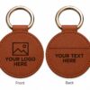 Personalized brown NFC leather keychain with custom logo and text
