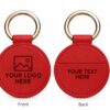 Personalized red NFC leather keychain with custom logo and text